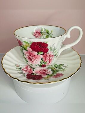 Vintage Allyn Nelson “Summertime Rose” Fine Bone China Teacup & Saucer